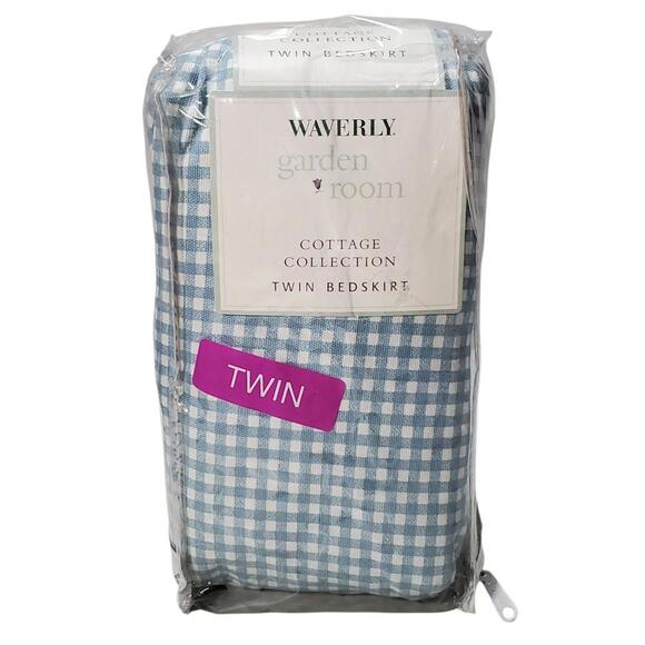 Waverly Garden Room Cottage Collection Dust Ruffle Twin Size Blue/White Checkerd - Picture 1 of 7
